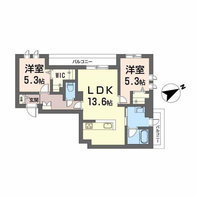 カーサ・アチェロ(2LDK/2階)の間取り写真