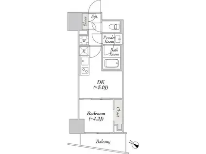 LUMIEC KITASHINAGAWA ルミーク北品川(1DK/7階)の間取り写真