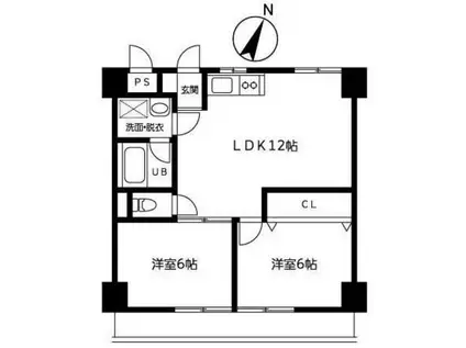 シェルビーチハイツ(2LDK/4階)の間取り写真