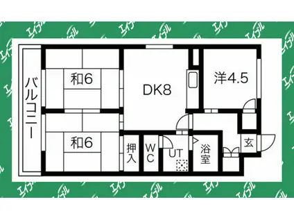 グリンハイツ(3DK/5階)の間取り写真
