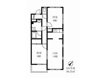 グリーンパークIII(2LDK/1階)の間取り写真