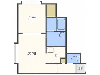 ボンジュール札幌(1LDK/2階)の間取り写真