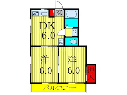 第ニ秋山コーポ(2DK/1階)の間取り写真