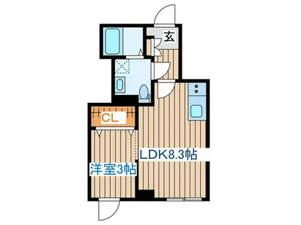 カーサ泉ヶ丘(1LDK/2階)の間取り写真