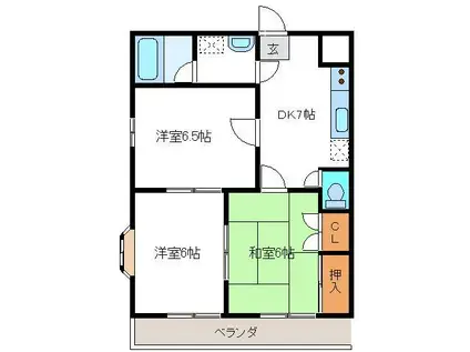 サンライズいわき(3DK/1階)の間取り写真