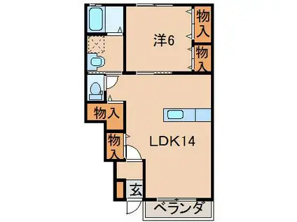 タウンコート桑折(1LDK/1階)の間取り写真