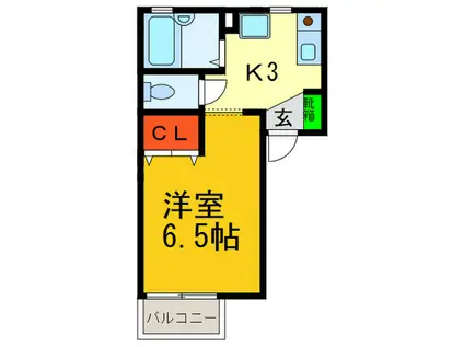 メロディーハウスソロ(1K/1階)の間取り写真