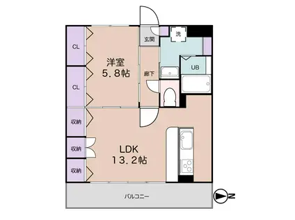 ロイヤル岩切VII(1LDK/2階)の間取り写真