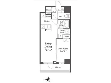ALPHA PRIME東陽町(1LDK/4階)の間取り写真