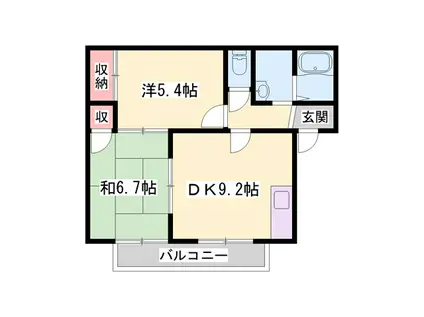 フレグランス 滝野 C(2DK/1階)の間取り写真