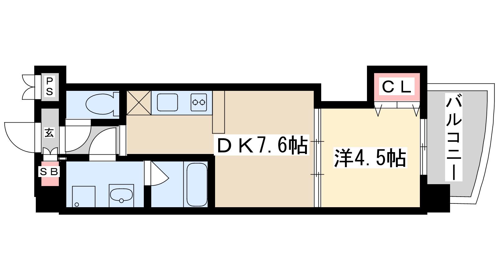 ルクレ新大阪レジデンス(1DK/8階)の間取り写真
