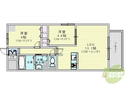 エターナ千里丘(2LDK/7階)の間取り写真