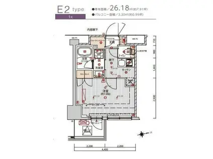 プレシャスハーモニー八王子(1K/13階)の間取り写真