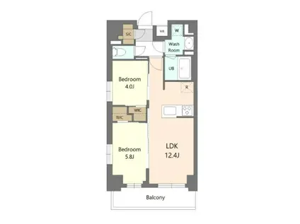 S-RESIDENCE東浦和AGUA(2LDK/4階)の間取り写真