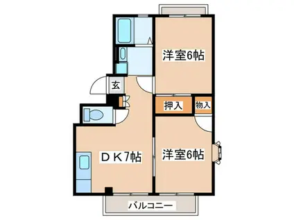 グリーンハイツA(2DK/3階)の間取り写真