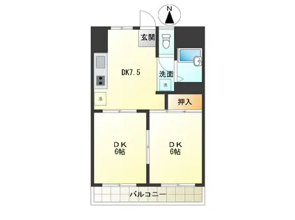 田代マンション(2DK/3階)の間取り写真