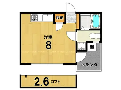 アオイハイツII(ワンルーム/2階)の間取り写真