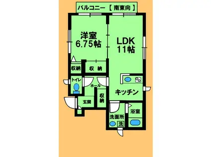 グリザベラB(1LDK/1階)の間取り写真