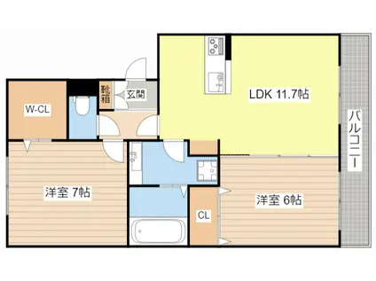 ソシア フェリオ(2LDK/1階)の間取り写真