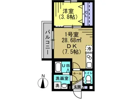 AJ新小岩ノースII(1DK/1階)の間取り写真