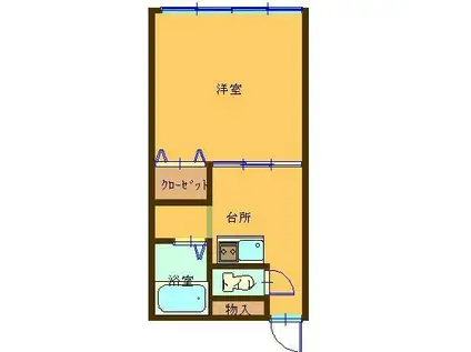 パーシモンII(1DK/3階)の間取り写真