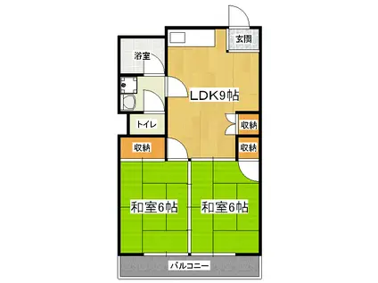 レジデンス山本I(2DK/2階)の間取り写真