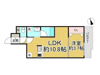 ウェルスクエア西宮(1LDK/1階)の間取り写真