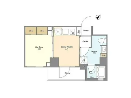 TAS駒込BLD(1DK/6階)の間取り写真