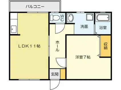 ハイツ松緑(1LDK/2階)の間取り写真