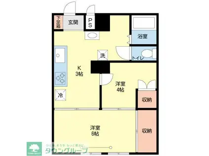 プラザビル(2K/10階)の間取り写真