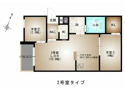 REGALEST-F古市2(1LDK/1階)の間取り写真