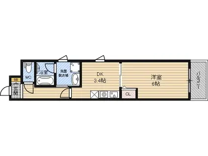 フェリスコート鶴見(1DK/1階)の間取り写真