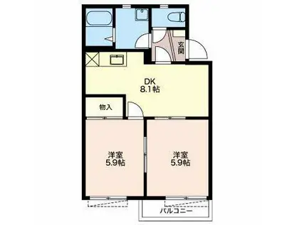 ディアス神尾(2DK/2階)の間取り写真