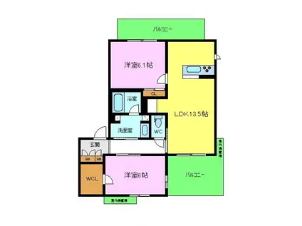 セゾン レコルト(2LDK/1階)の間取り写真