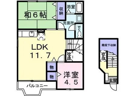 セレスA(2LDK/2階)の間取り写真