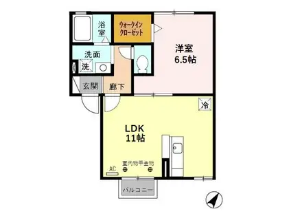 シルクハイツ・デュオ(1LDK/2階)の間取り写真