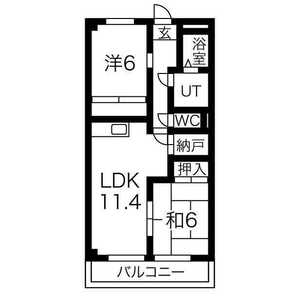 アズール(2LDK/1階)の間取り写真