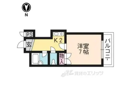 メモワール上桂(1K/1階)の間取り写真