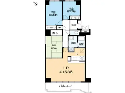 メロディハイム三田公園(3LDK/4階)の間取り写真