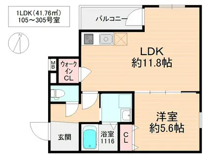 フジパレス恵比寿(1LDK/3階)の間取り写真