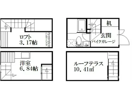 ガレット空港前II(ワンルーム/1階)の間取り写真