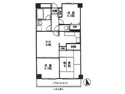 ヴィラ・グラータ(3DK/5階)の間取り写真