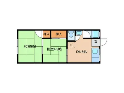 浜田コーポ(2DK/2階)の間取り写真