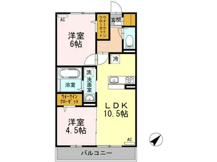 セレニティーステージ(2LDK/3階)の間取り写真