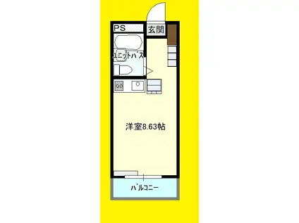 ARIETTA アリエッタ(ワンルーム/4階)の間取り写真