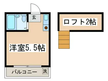 ペアパレス あけぼの パートI(ワンルーム/2階)の間取り写真