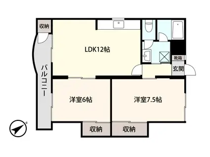 アシスト第6盛岡マンション(2LDK/5階)の間取り写真