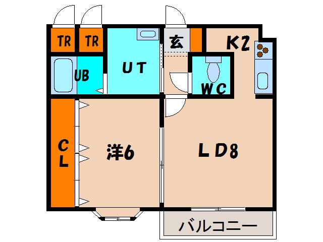 パルティール・港町(1LDK/4階)の間取り写真