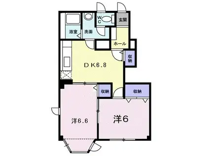 サンクァイエットB(2DK/1階)の間取り写真