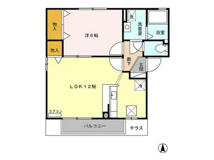 スクウェア・ヒルD棟(1LDK/1階)の間取り写真